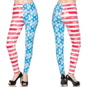 1284 - Leggings (Brushed Fiber Prints) F240P American Flag - Brushed Fiber Leggings - Ankle Length Prints SOL0 MB - Curvy Size Fits (L-2X)