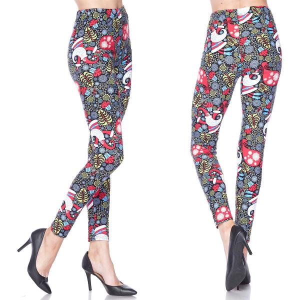 Wholesale 1284 - Brushed Fiber Print Leggings  L053 Gifts & Snowflakes Brushed Fiber Leggings - Ankle Length Print MB - One Size Fits Most