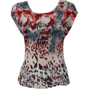 1290 - Georgette Mini Pleat Cap and Sleeveless  Reptile Floral - Red - One Size Fits Most
