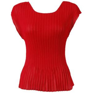Wholesale 1290 - Georgette Mini Pleat Cap and Sleeveless  Solid Red - One Size Fits Most