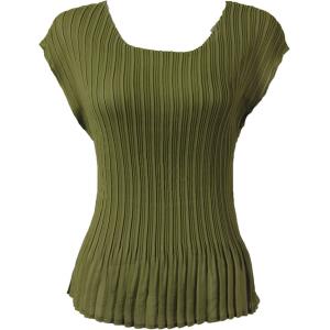 1290 - Georgette Mini Pleat Cap and Sleeveless  Solid Olive - One Size Fits Most