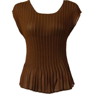 1290 - Georgette Mini Pleat Cap and Sleeveless  Solid Brown - One Size Fits Most