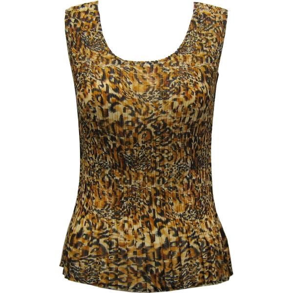 1290 - Georgette Mini Pleat Cap and Sleeveless  Leopard <br>
Sleeveless - One Size Fits Most