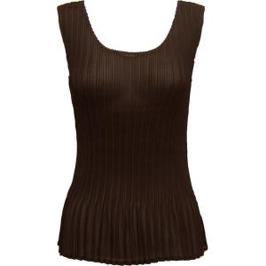 Wholesale 1290 - Georgette Mini Pleat Cap and Sleeveless  Solid - Dark Brown - One Size Fits Most