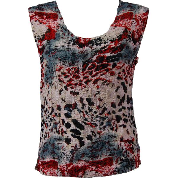1291 -  Magic Crush Georgette Sleeveless Tops Reptile Floral - Red - One Size  Fits (S-M)