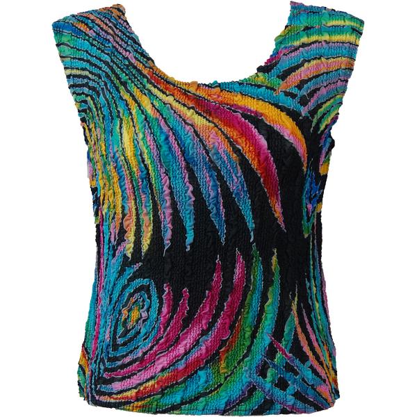 1291 -  Magic Crush Georgette Sleeveless Tops Rainbow Swirl on Black - Standard Size Fits (S-M)
