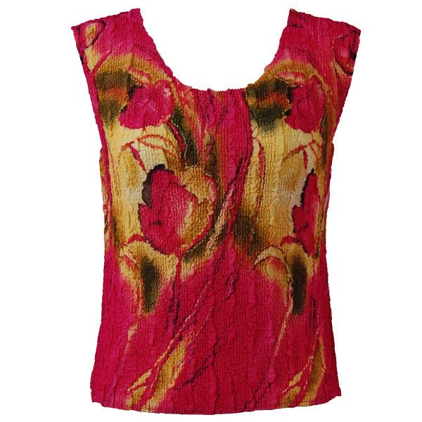 1291 -  Magic Crush Georgette Sleeveless Tops Tulips Magenta-Gold - Standard Size Fits (S-M)