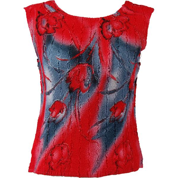 1291 -  Magic Crush Georgette Sleeveless Tops Tulips Charcoal-Red - Standard Size Fits (S-M)