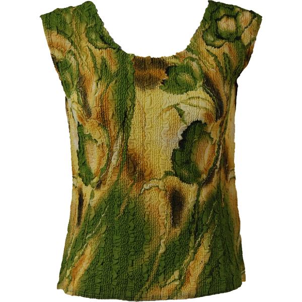 1291 -  Magic Crush Georgette Sleeveless Tops Tulips Green-Gold - One Size  Fits (S-M)