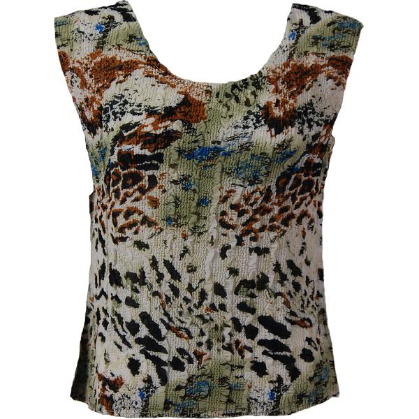 1291 -  Magic Crush Georgette Sleeveless Tops Reptile Floral - Light Green - One Size  Fits (S-M)