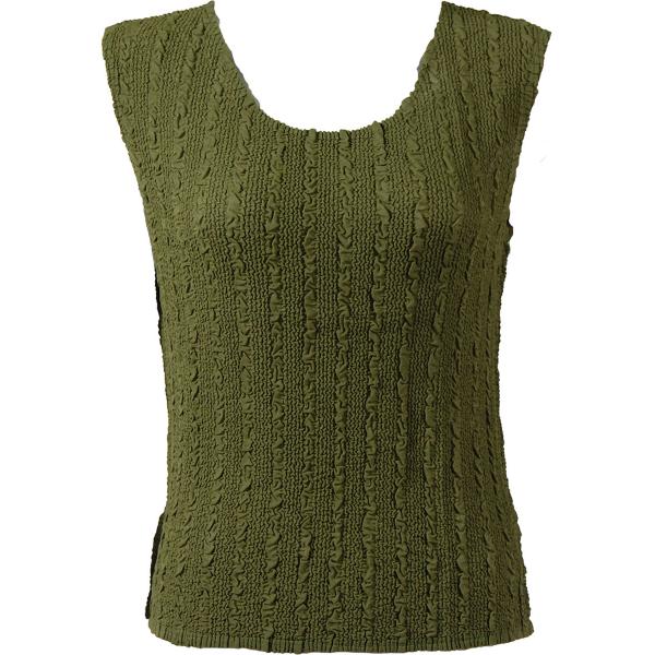 1291 -  Magic Crush Georgette Sleeveless Tops Solid Olive - Standard Size Fits (S-M)