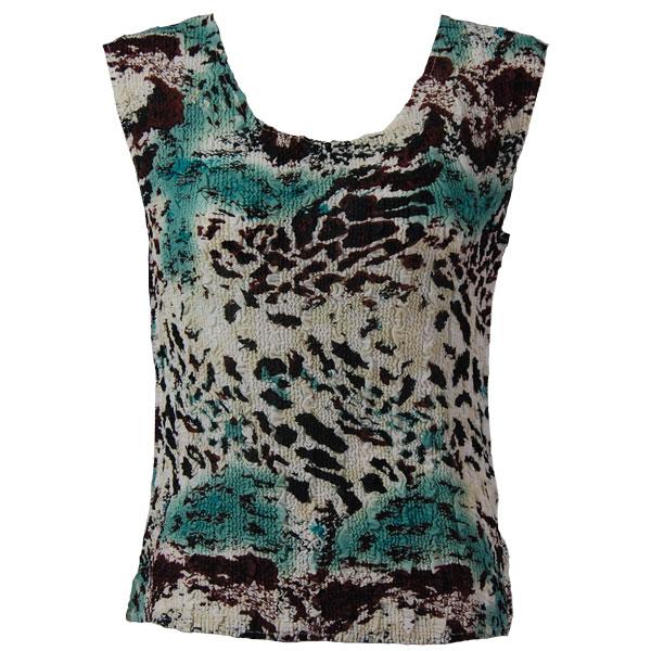 1291 -  Magic Crush Georgette Sleeveless Tops Reptile Floral - Teal - Curvy (L-XL)