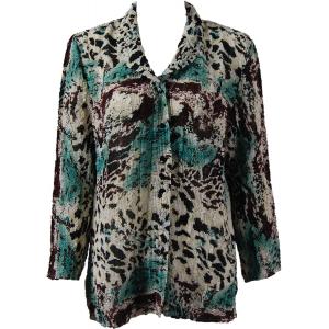 1292 -  Magic Crush Georgette Blouses Reptile Floral - Teal - One Size  Fits (S-M)