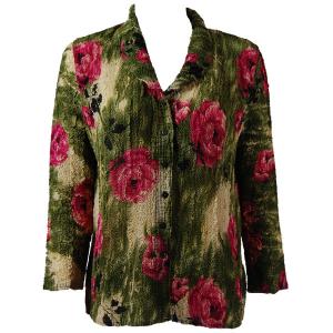 Wholesale 1292 -  Magic Crush Georgette Blouses Roses Olive-Pink - One Size  Fits (S-M)