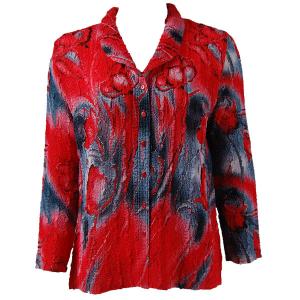 1292 -  Magic Crush Georgette Blouses Tulips Charcoal-Red - One Size  Fits (S-M)