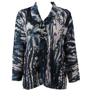 1292 -  Magic Crush Georgette Blouses Abstract Floral - Navy-White - One Size  Fits (S-M)