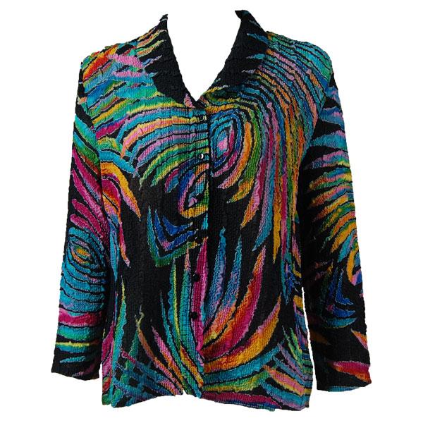Wholesale 1291 -  Magic Crush Georgette Sleeveless Tops Rainbow Swirl on Black MB - Curvy (L-XL)