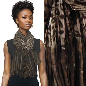1003 - Pleated Leopard Oblong Scarves Brown - 