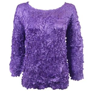 Wholesale  Solid Purple<br>
Satin Origami 3/4 Sleeve Top - One Size Fits Most