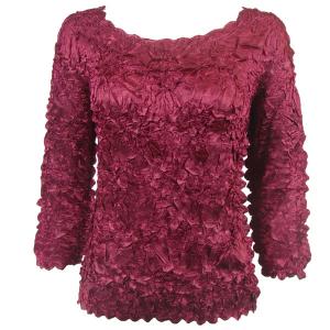 Wholesale  Solid Burgundy<br>
Satin 3/4 Sleeve Top - One Size Fits Most