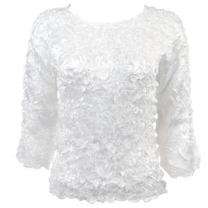 1329 - Satin Origami Three Quarter Sleeve Tops 1329 - Solid White - Queen Size Fits (XL-2X)