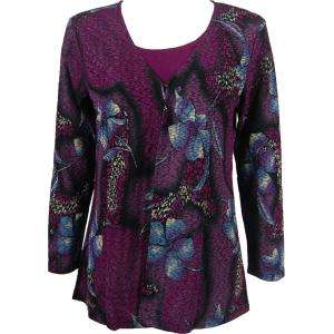 1330 - Mock Cardigan - Slinky Travel Tops  Hibiscus Purple - Purple - One Size Fits Most