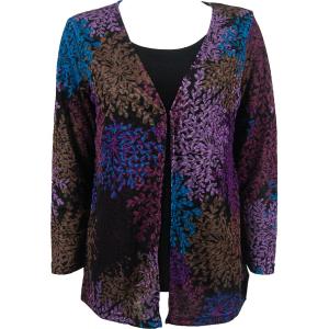 1330 - Mock Cardigan - Slinky Travel Tops  Multi Floral - Black - One Size Fits Most