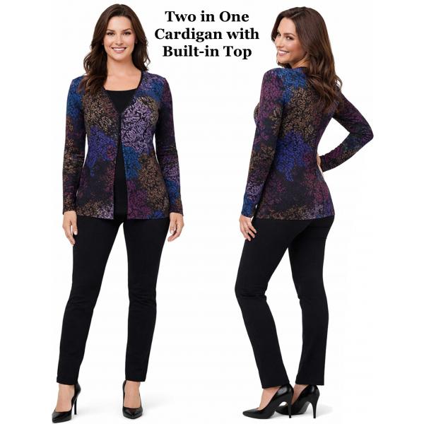 wholesale 1330 - Mock Cardigan - Slinky Travel Tops  Multi Floral - Black - One Size Fits Most