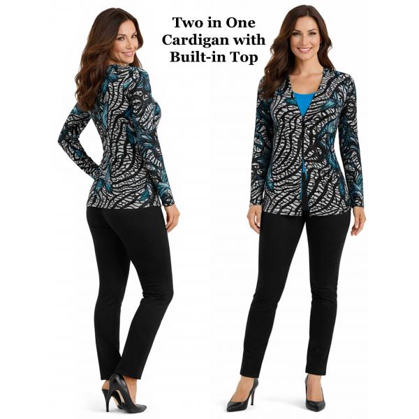 wholesale 1330 - Mock Cardigan - Slinky Travel Tops  Zebra Floral Teal - Teal - One Size Fits Most