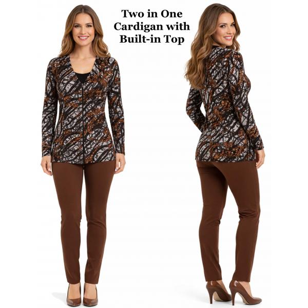 wholesale 1330 - Mock Cardigan - Slinky Travel Tops  Zebra Floral Brown - Dark Brown - One Size Fits Most
