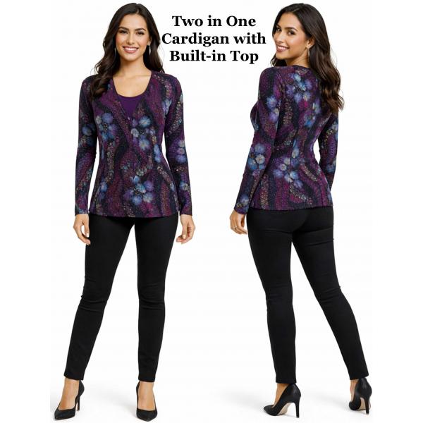 wholesale 1330 - Mock Cardigan - Slinky Travel Tops  Hibiscus Purple - Purple - One Size Fits Most