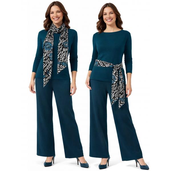 wholesale 1333 - Slinky Scarf/Sash Zebra Floral - Teal - 