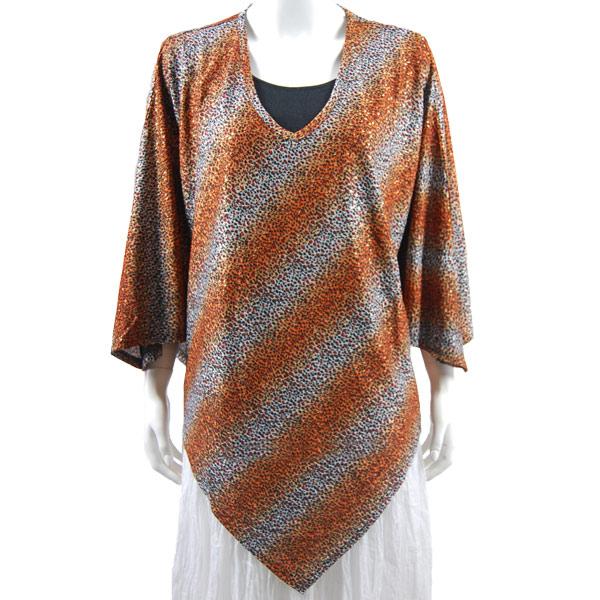 Overstock and Clearance Tops Slinky Style Poncho - Diagonal Leopard Copper Silver - One Size Fits All