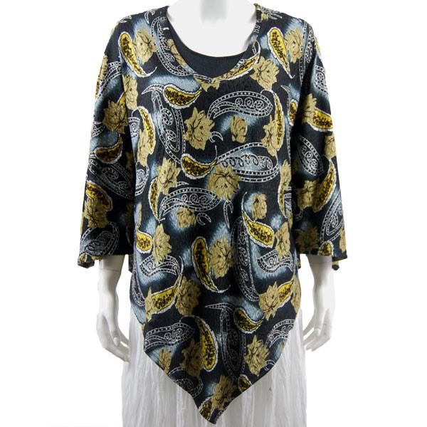 wholesale Bargain Basement Tops Sale Slinky Style Poncho - Leaves and Paisley Gold/Silver - One Size Fits All