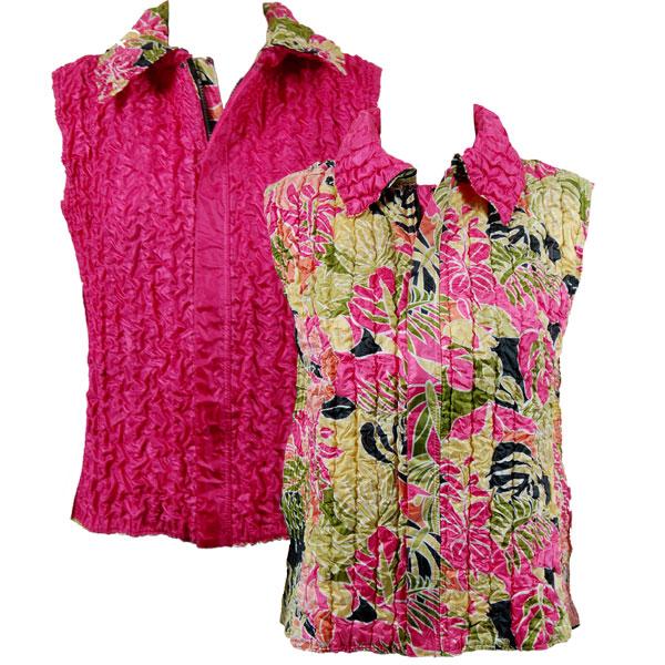 wholesale Bargain Basement Tops Sale Reversible Vest - Tropical Heat reverses to Solid Hot Pink - S-L