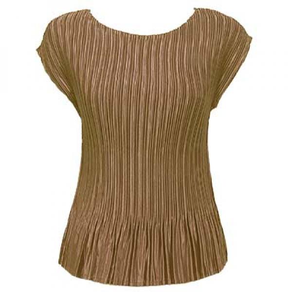 wholesale Overstock and Clearance Tops Satin Mini Pleats Cap Sleeve - Taupe - One Size Fits Most
