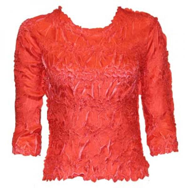 Overstock and Clearance Tops Origami Three Quarter Sleeve Scarlet-Flamingo - Queen Size Fits (XL-3X)