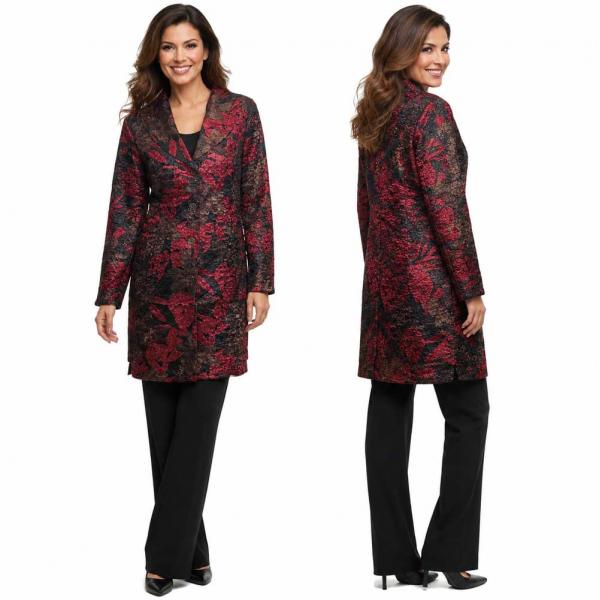 wholesale 1340 - Crushed Satin Car Coat * P01<br>Red/Black/Taupe - S