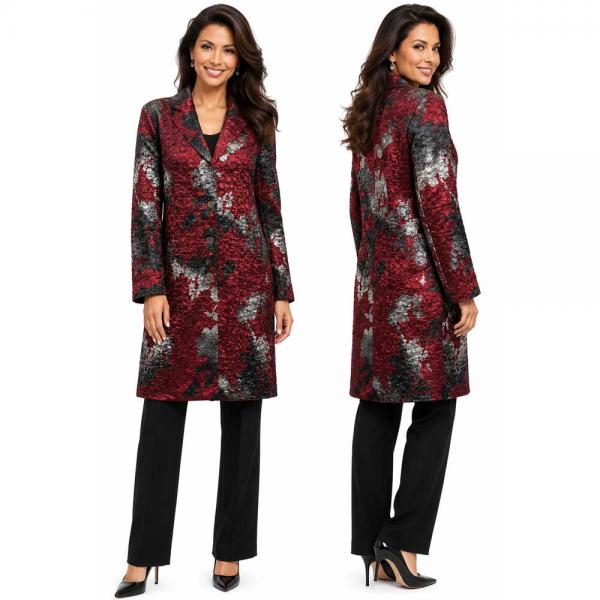 wholesale 1340 - Crushed Satin Car Coat * P03<br>Red/Black - S