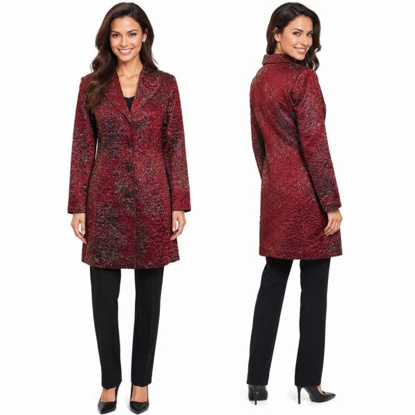 wholesale 1340 - Crushed Satin Car Coat * P05<br>Wine/Silver - S