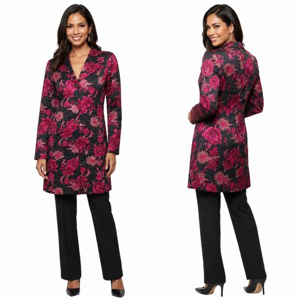 wholesale 1340 - Crushed Satin Car Coat * P08<br>Black/Magenta - S