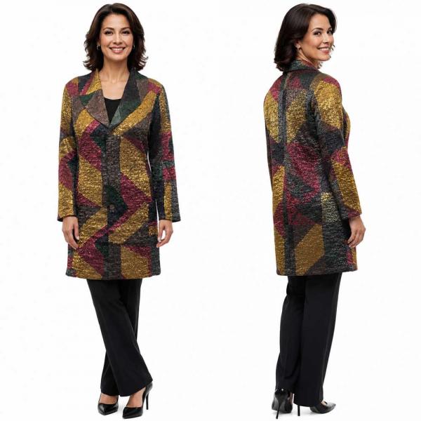 wholesale 1340 - Crushed Satin Car Coat * P12<br>Brown/Slate - S