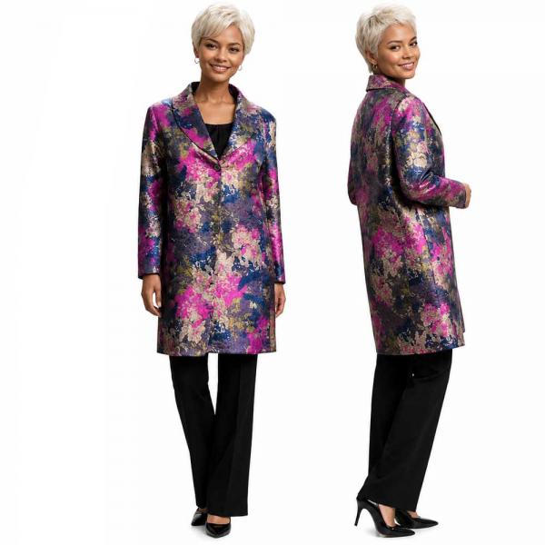 wholesale 1340 - Crushed Satin Car Coat * P09<br>Navy/Magenta/Taupe - S