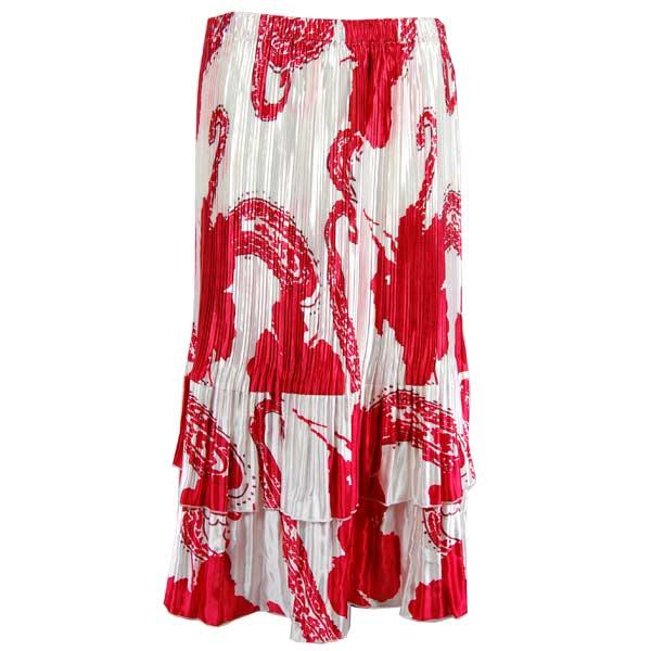 wholesale Overstock and Clearance Skirts, Pants, & Dresses  Satin Mini Pleat Tiered Skirts - Red on White - S-XL