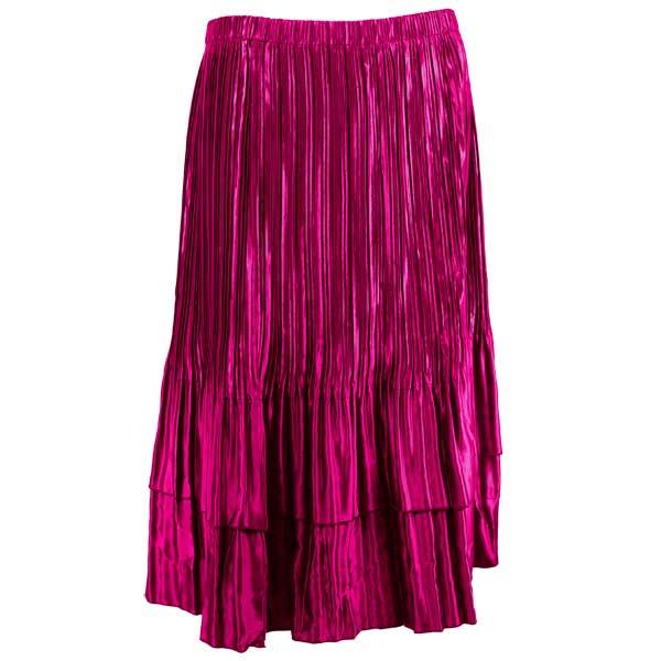 wholesale Overstock and Clearance Skirts, Pants, & Dresses  Satin Mini Pleat Tiered Skirts - Solid Magenta - S-XL