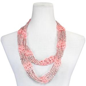 Overstock and Clearance Scarves & Accessories  Shanghai Infinity Scarf - Salmon Mousse w/ Silver Beads - One Size Fits All
