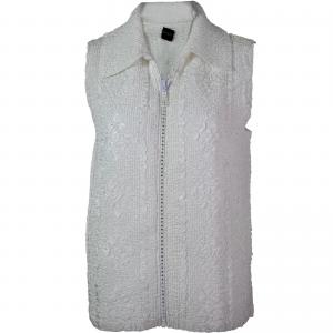 1367 - Diamond  Crystal Zipper Vests White <br>Diamond Zipper Vest - One Size Fits Most