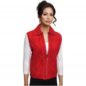 1367 - Diamond  Crystal Zipper Vests Red <br>Diamond Zipper Vest - One Size Fits Most