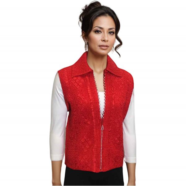 Wholesale 1367 - Diamond  Crystal Zipper Vests Red <br>Diamond Zipper Vest - One Size Fits Most