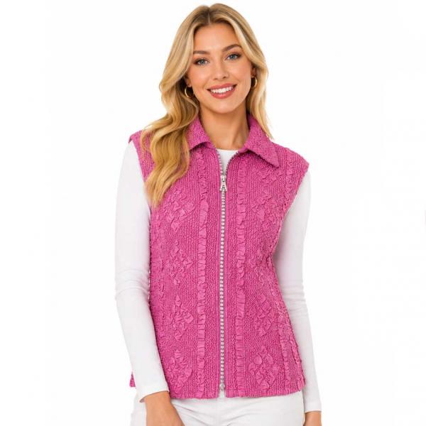 Wholesale 1367 - Diamond  Zipper Vests Dusty Rose  - One Size Fits Most
